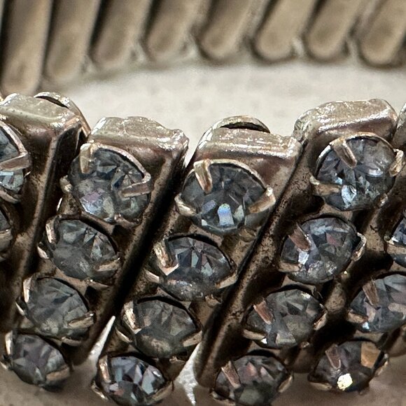 Vintage Watchband Blue Rhinestone Bracelet - Picture 2 of 10